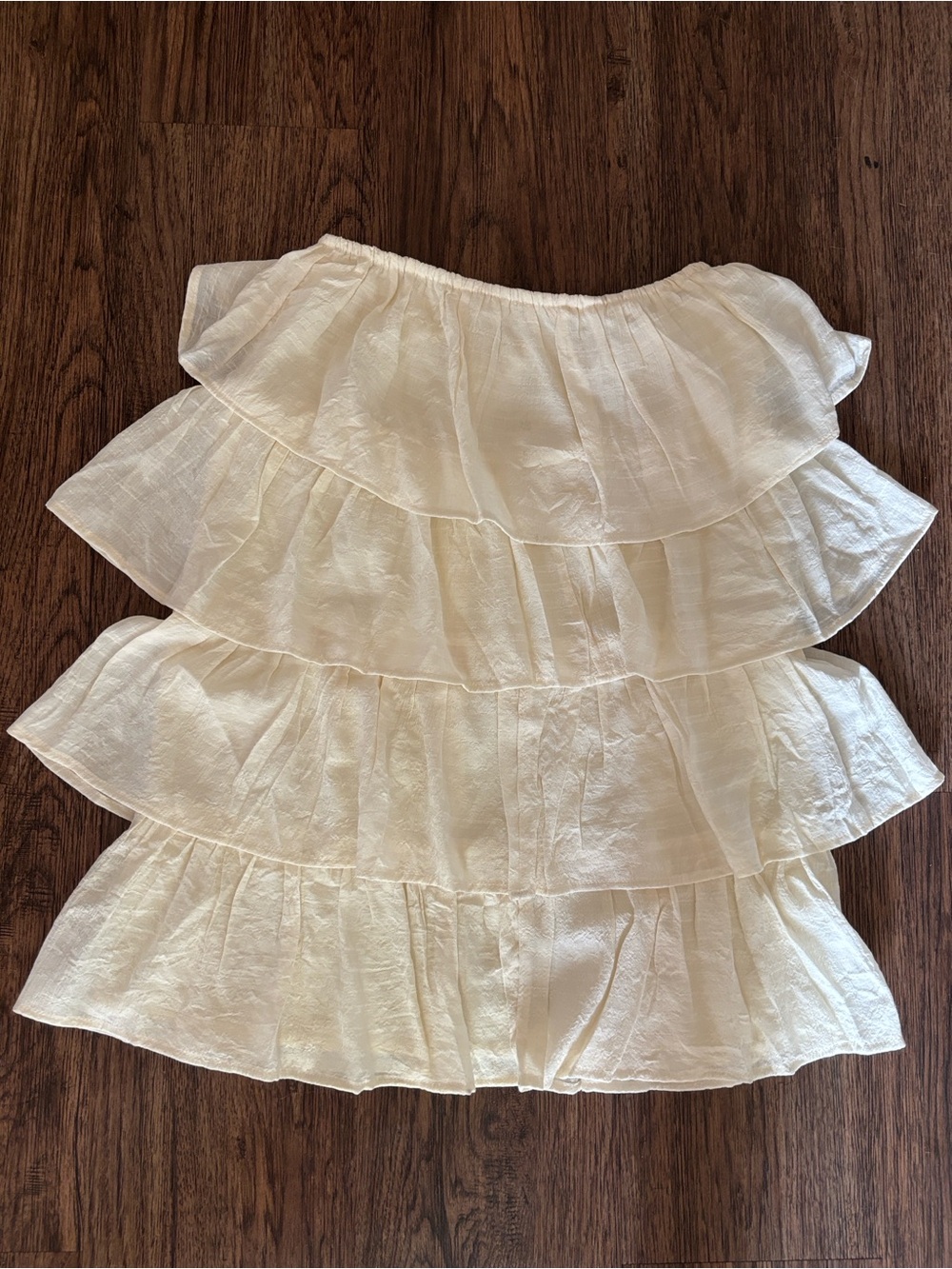 Fashion Nova Cream Off Shoulder Tiered Ruffle Mini Dress S - Picture 2 of 7